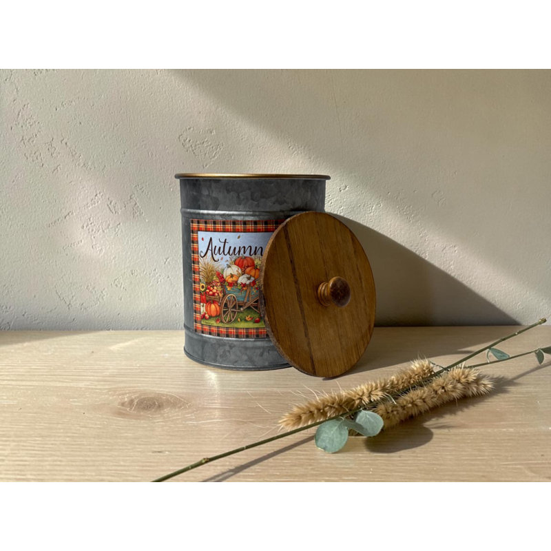 Galvanized Harvest Canister w/Lid, 4 Asstd.