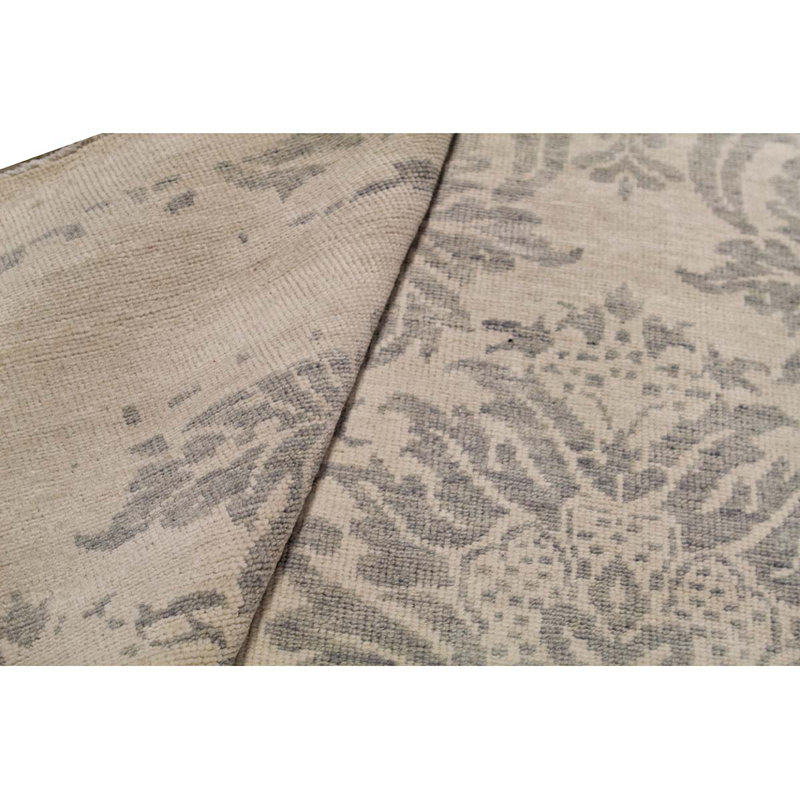 Tapis ivoire et gris noué à la main de haute qualité