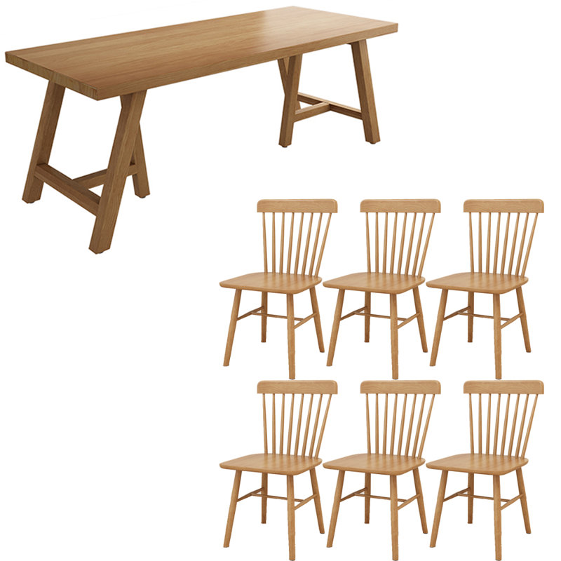 Ensemble de table de salle à manger en bois massif de style nordique, H 29,5 po x L 62,9 po x l 27,5 po