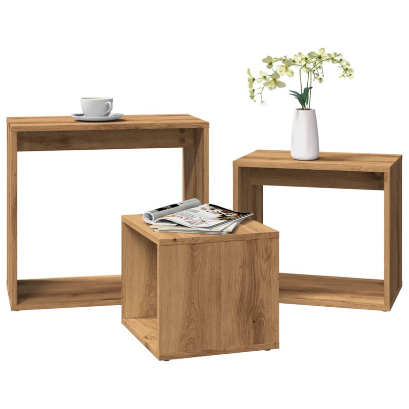 Glynna Floor Shelf Nesting Tables, Artisan Oak, Artisan Oak