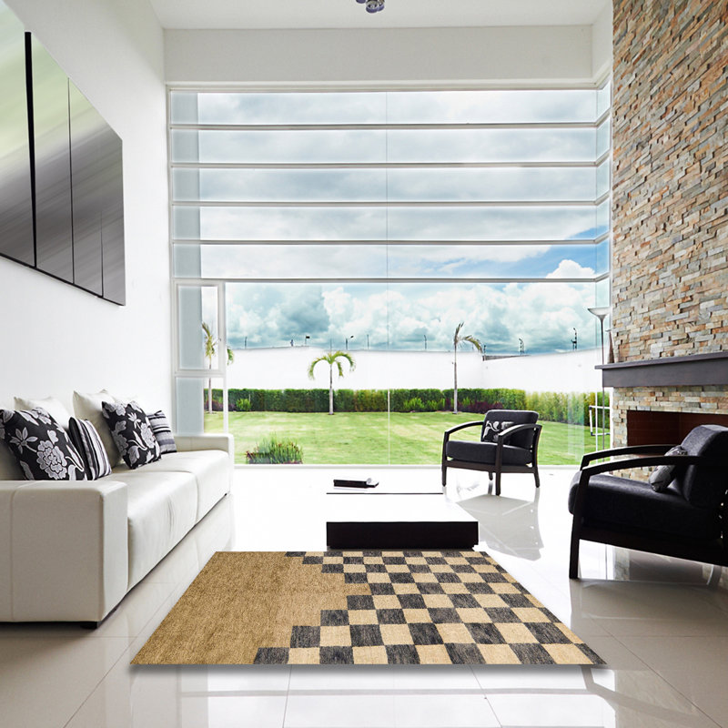 Tapis abstrait moderne 5251 Ralitsa, Carré 7 pi