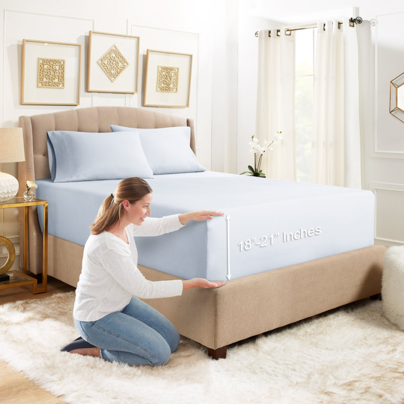 Microfiber Sheet Set, California King Sheet Set with 2 Pillowcases, Ice Blue