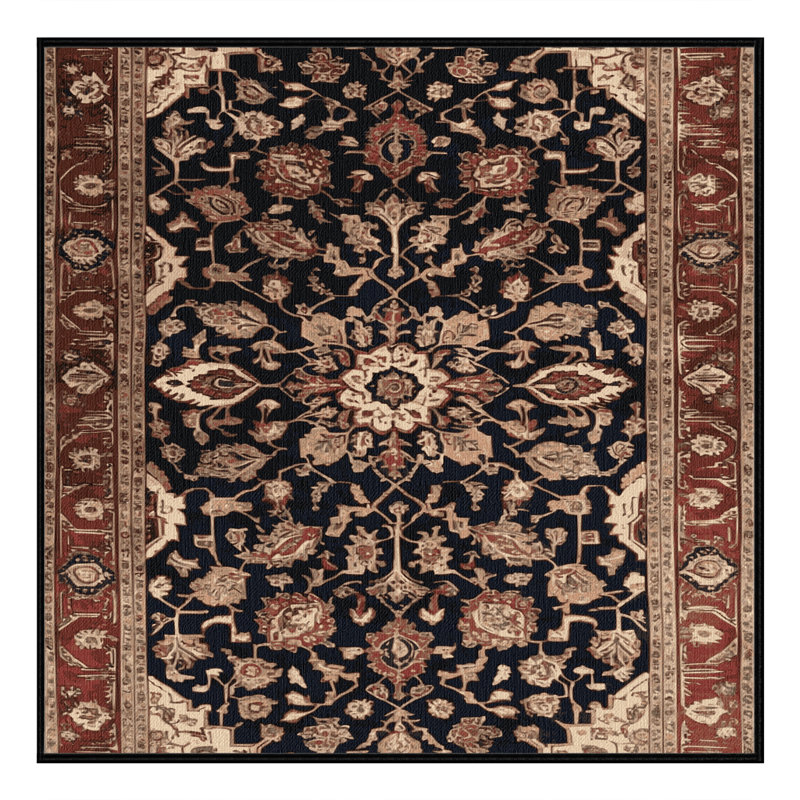 Machine Washable Persian Brown Area Rug, Square 4'