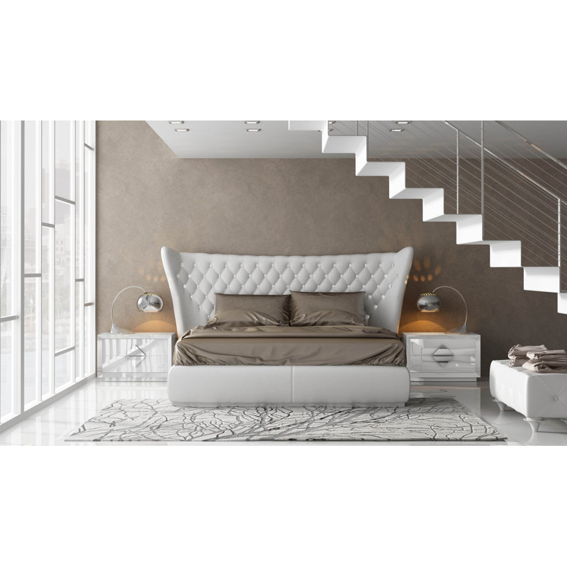 Klass Upholstered Panel Bed, King, Ivory