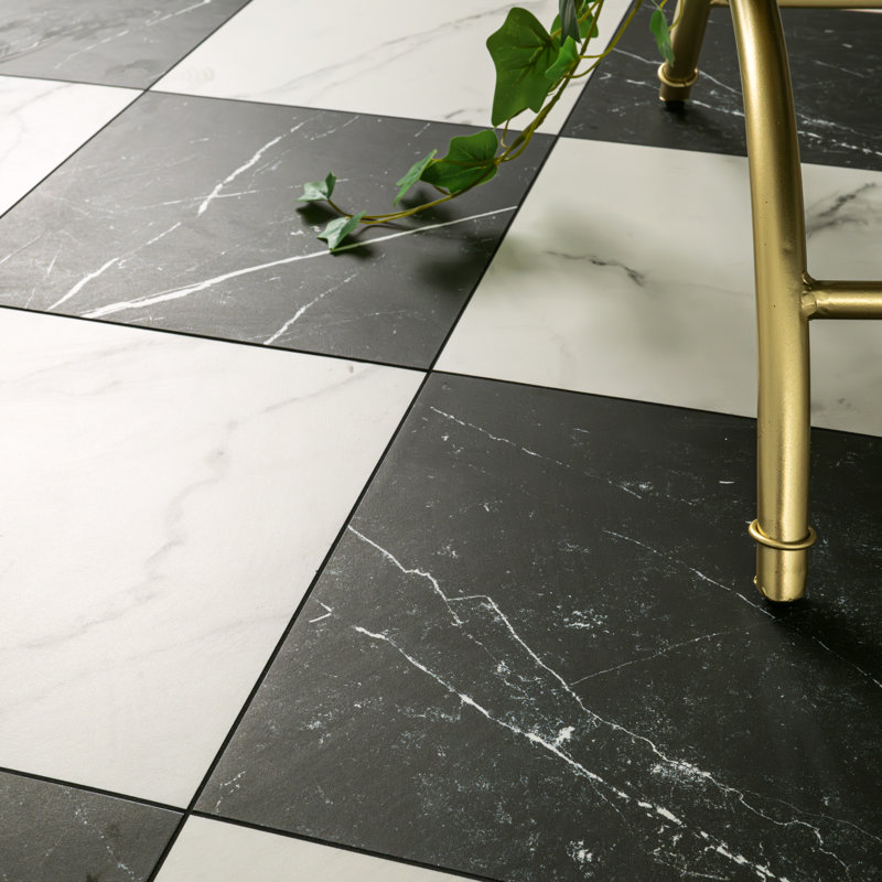 Carreau de sol en porcelaine à carreaux aspect marbre mat 24 po x 24 po Alme Vanta, Vanta