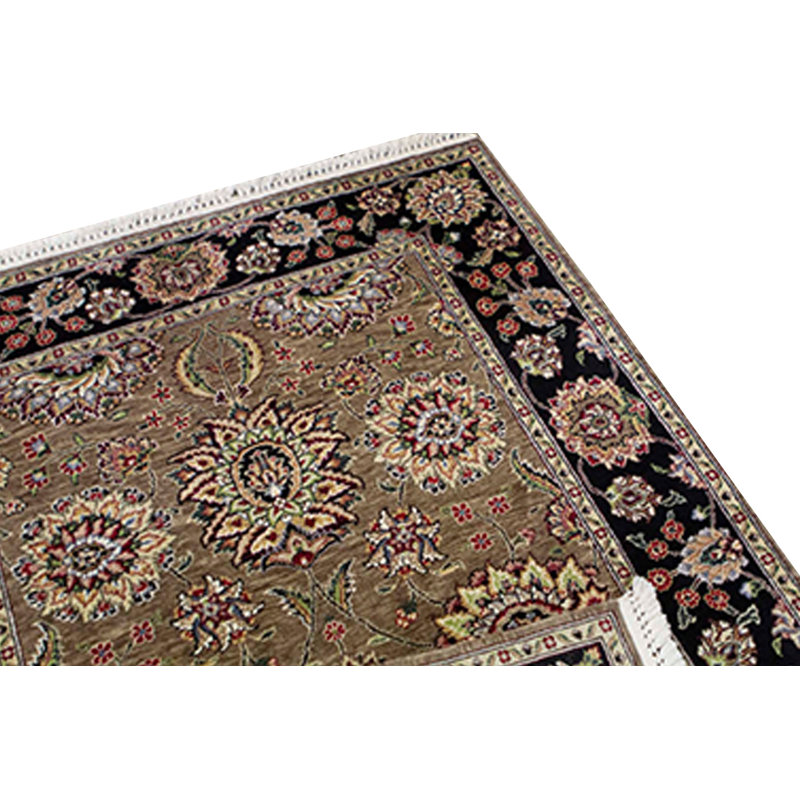 Tapis chameau et noir noué à la main de haute qualité