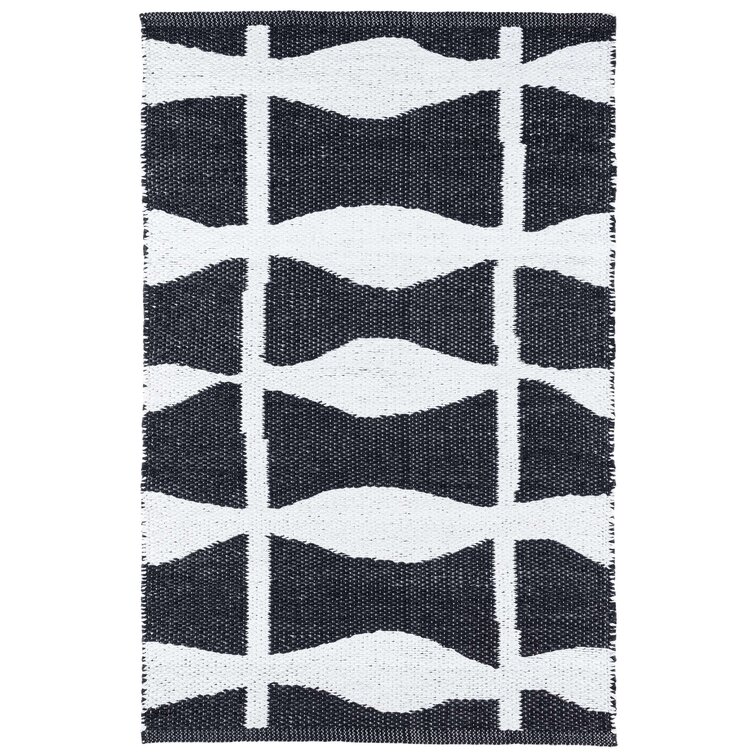 Circuit Abstract Handmade Flatweave Black/White Area Rug