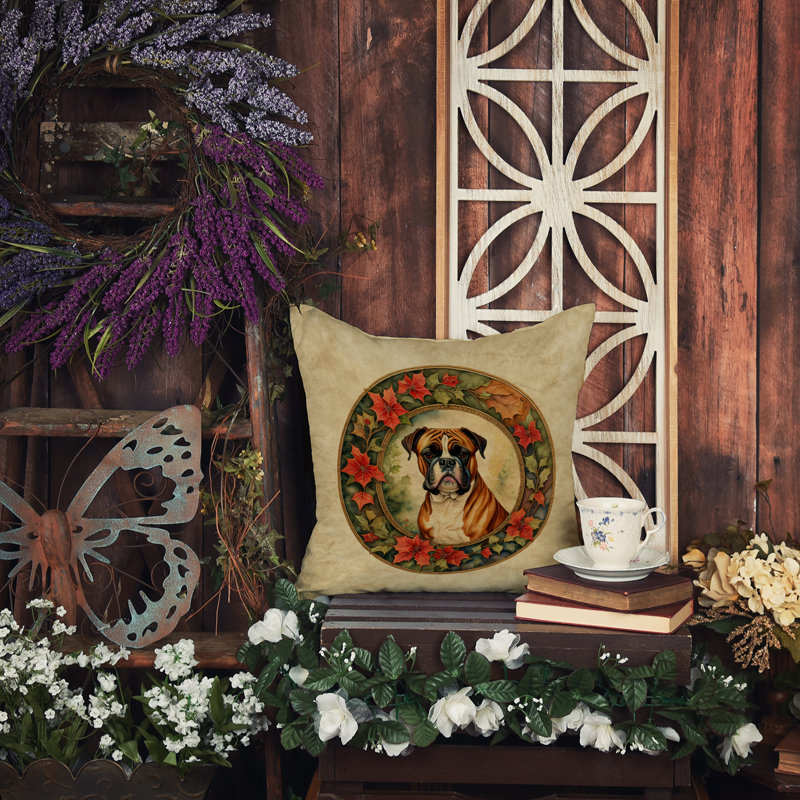 Coussin Christmas, 14 po x 14 po, Carré, Bullmastiff