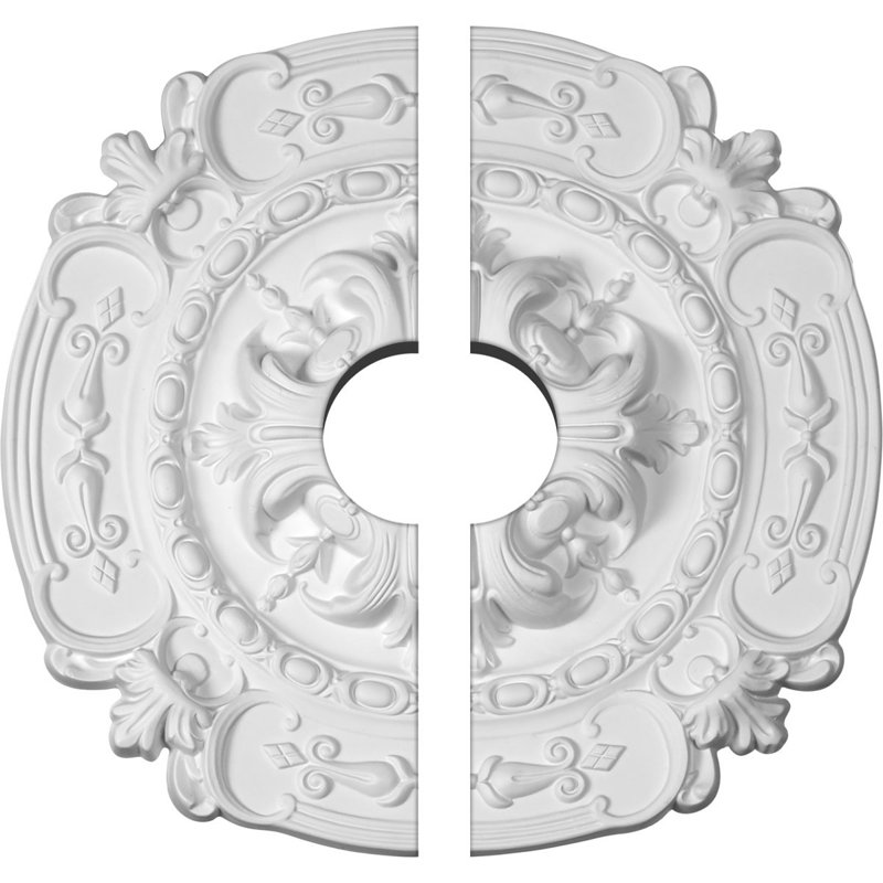 Endurathane Southampton Ceiling Medallion, 16 3/8"OD x 3 1/2"ID x 1 3/4"P (Fits Canopies up to 3 1/2"), Two Piece, Factory Primed
