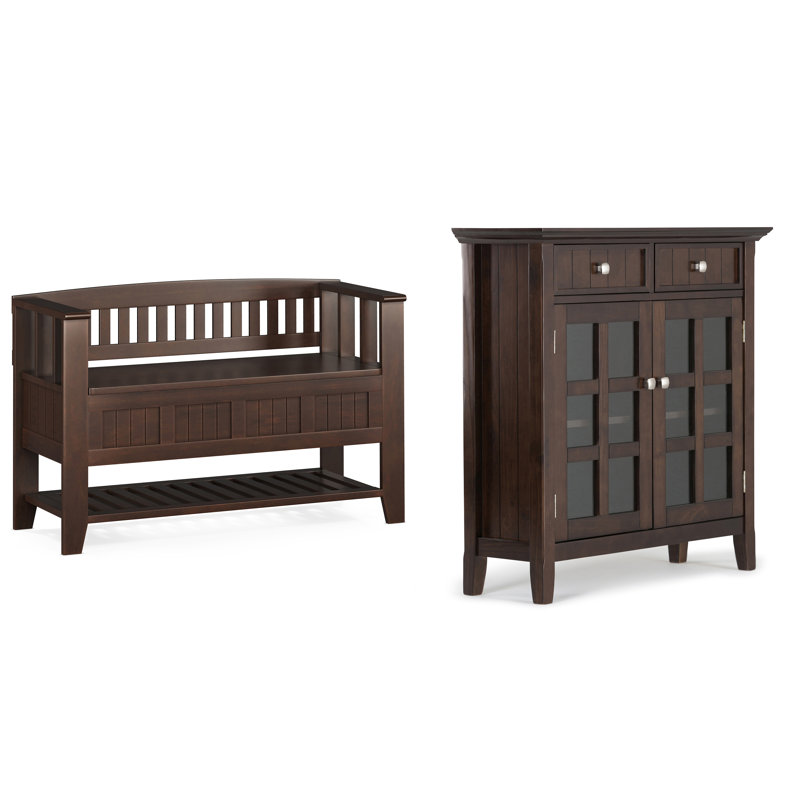Banc de rangement en bois massif Acadian