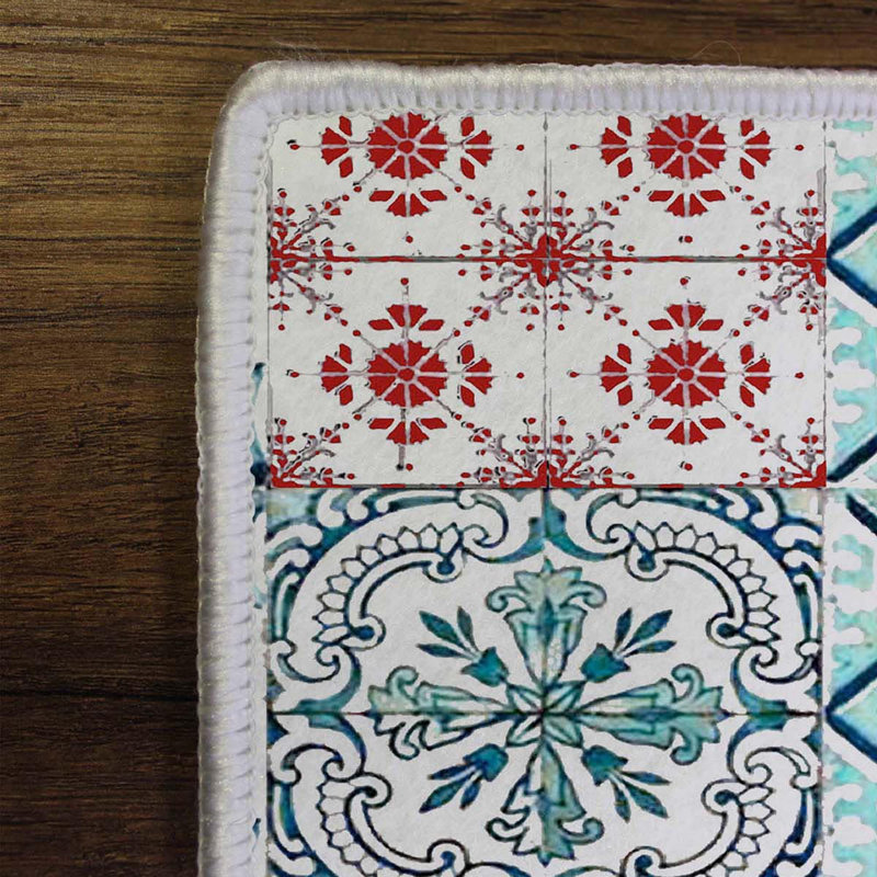 Tapis rouge / vert / blanc en polyester tissé à la machine 3 pi 3 po x 4 pi 11 po Amott