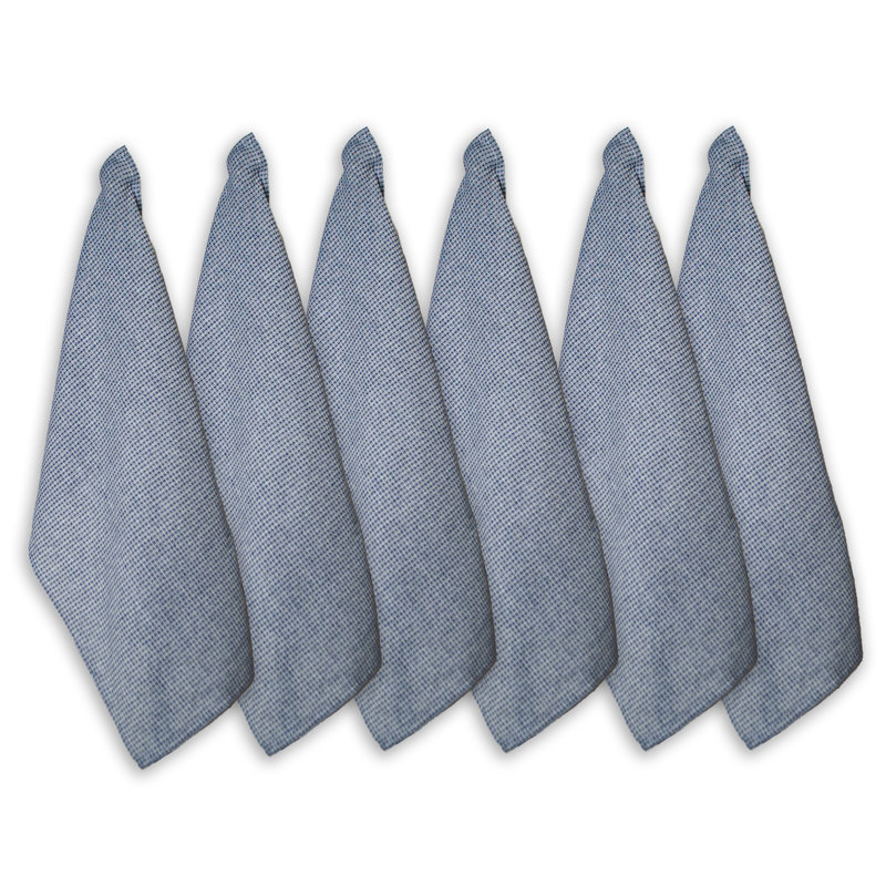 WAFFLE KITCHEN TOWELS SET OF 6, Bleu-blanc
