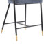 Tabouret de comptoir rembourré bleu marine de 26 po de hauteur - structure en métal, conception simple, assise confortable de 2 tabourets avec garniture dorée d'aspect moderne, assemblage rapide