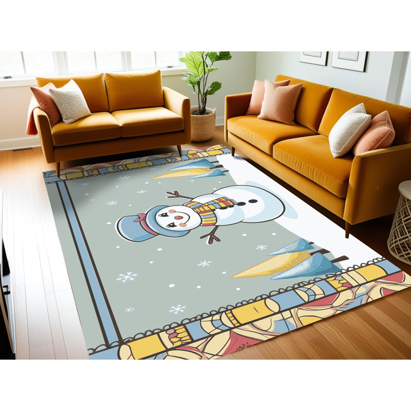 Tapis de vacances d'hiver de Noël lavable The Holiday Aisle®, Rectangle 6 pi x 9 pi