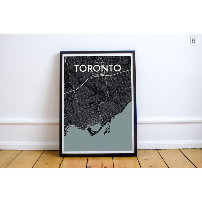 « toronto city map », reproduction d’impression sur affiche en minuit, H 36 po x l 24 po