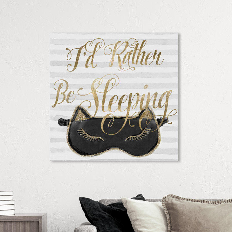 «I Rather Stay Night» - Art textuel, Toile tendue, H 16 po x l 16 po