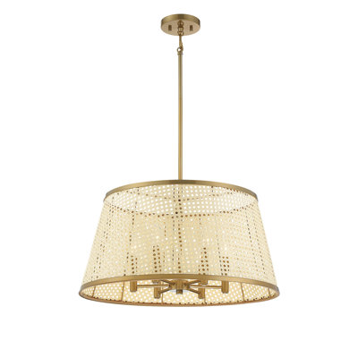 Luminaire suspendu 6 lumières Hampson en laiton naturel et bruni