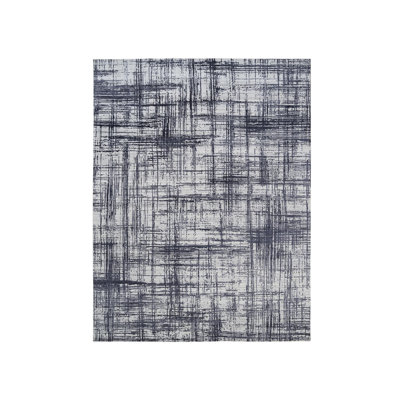 Tapis oriental rectangulaire en laine et soie noir tissé à la main 9 pi 0 po x 11 pi 10 po - MOA10263826