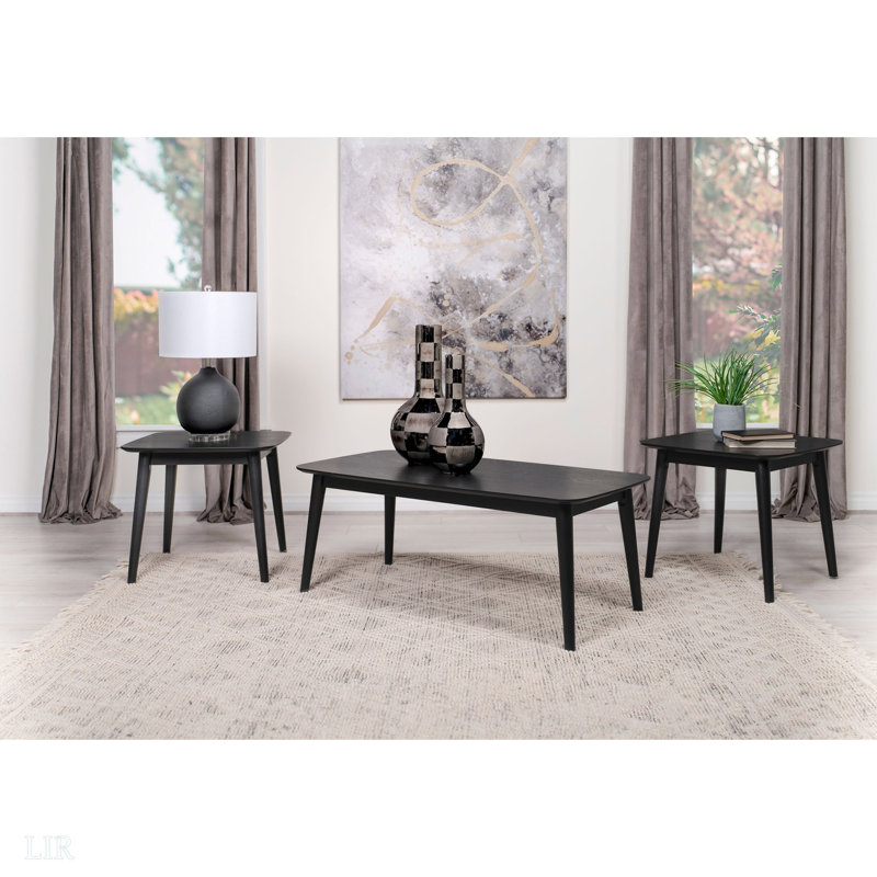 Bivens Black 3-Piece Rectangular Coffee Table Set