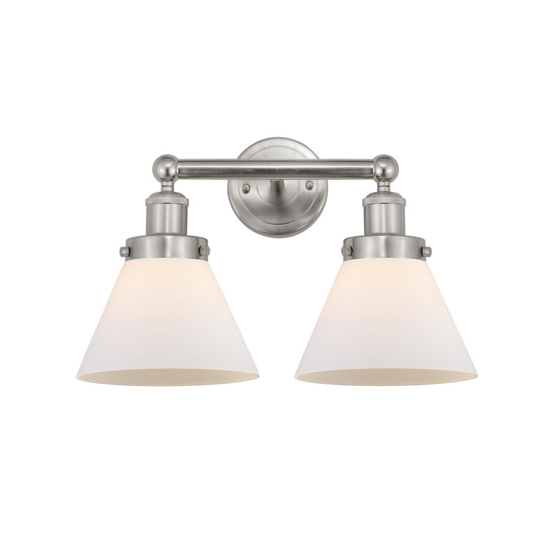 Éclairage pour meuble-lavabo à 2 lumières Artella, Blanc mat, Nickel satiné brossé