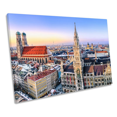 Munich City Skyline Germany - Wrapped Canvas Print