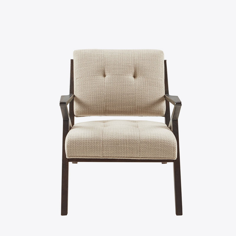 Chaise rembourrée Bravyn, Polyester beige 1, Noyer 1