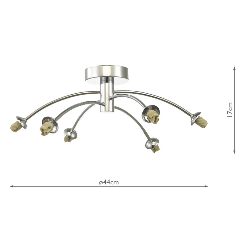 IZZY 6LT SEMI FLUSH PAINTED FRAME ONLY, Polished Chrome
