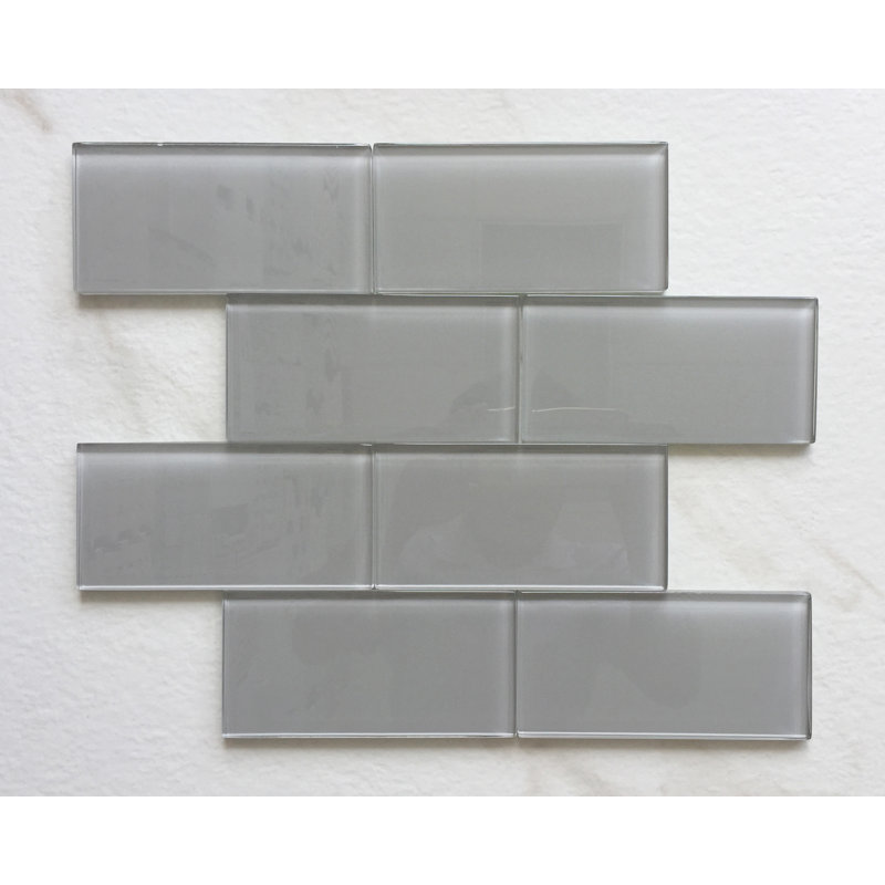 3" x 6" Singular Glass Subway Wall Tile, Ash Gray