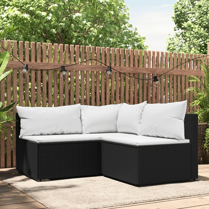Canapé d'extérieur avec coussins 24,8 po Bedingfield, Blanc, Noir