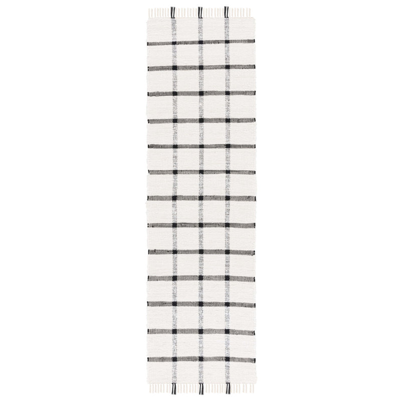 Tapis Montauk 322 ivoire / noir, Tapis de couloir 2 pi 3 po x 8 pi
