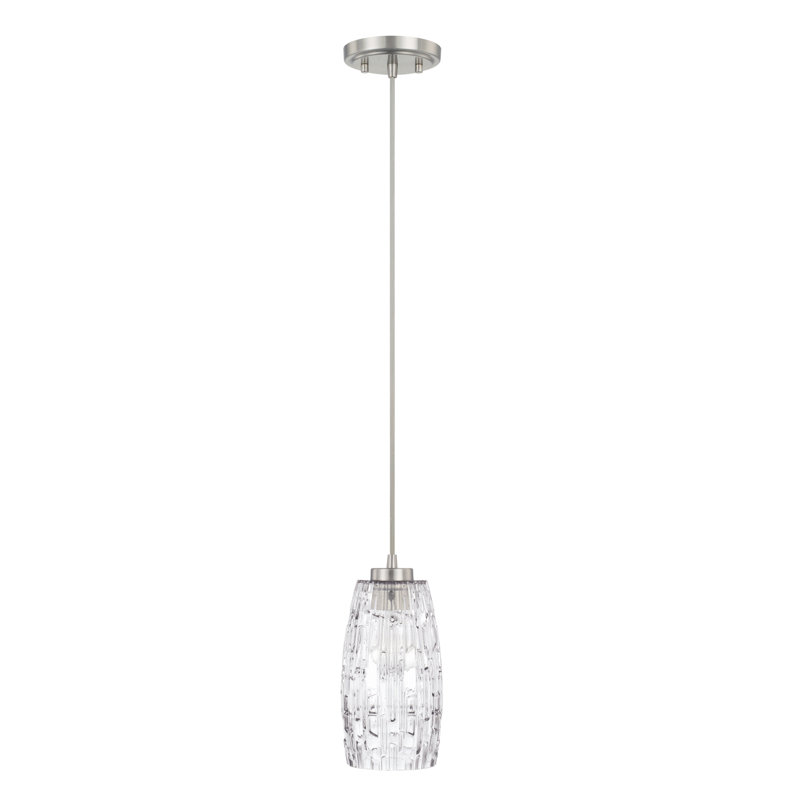 Luminaire suspendu cylindrique à 1 lumière, Nickel brossé