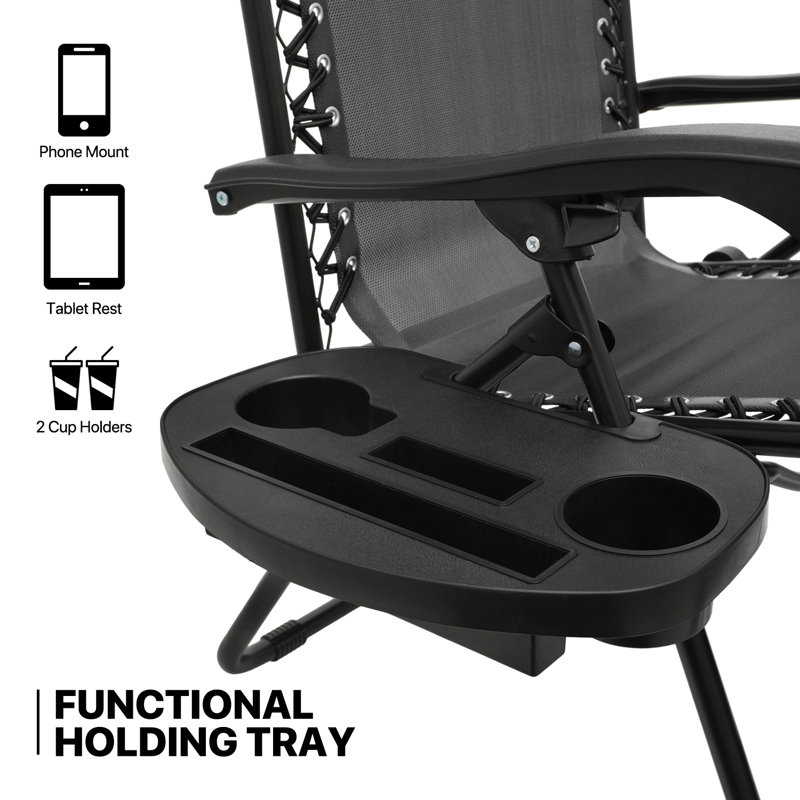Black Metal Zero Gravity Recliner Lounge Chairs with Canopy