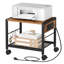 Industrial Printer Stand, 2-Tier Mobile Printer Table, Rolling Cart with Power Outlets and USB Ports