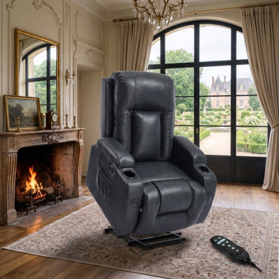 Fauteuil inclinable Power Lift pour personnes âgées - positions infinies, massage 8 points et chaleur lombaire, supports USB et porte-gobelets, capacité de 350 lb