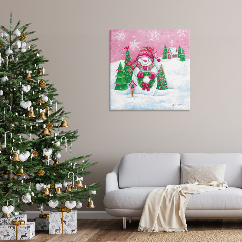 «Scenic Winter Snowman», art mural sur plaque par Diane Kater, Wrapped Canvas, H 36 po x l 36 po x P 1,5 po