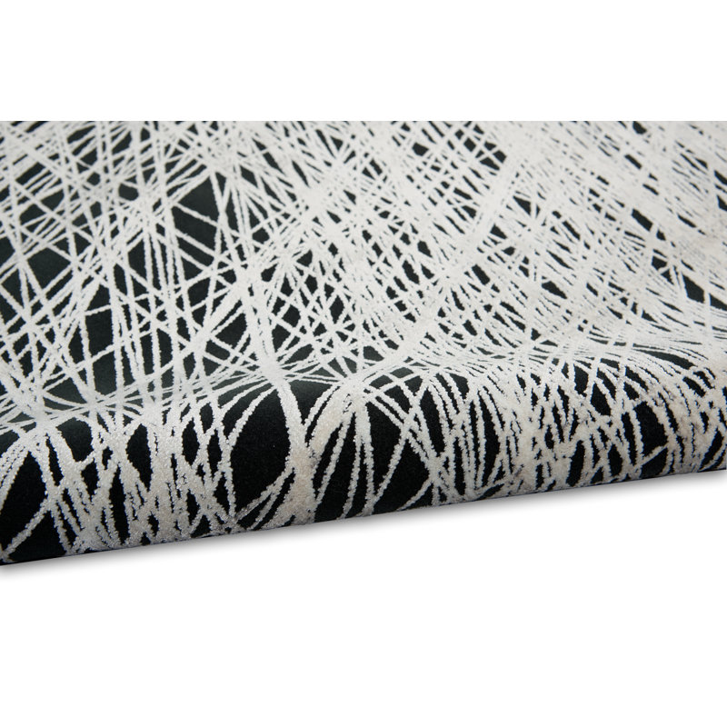 Abstract Machine Woven Black Area Rug, Rectangle 10' x 13'2"
