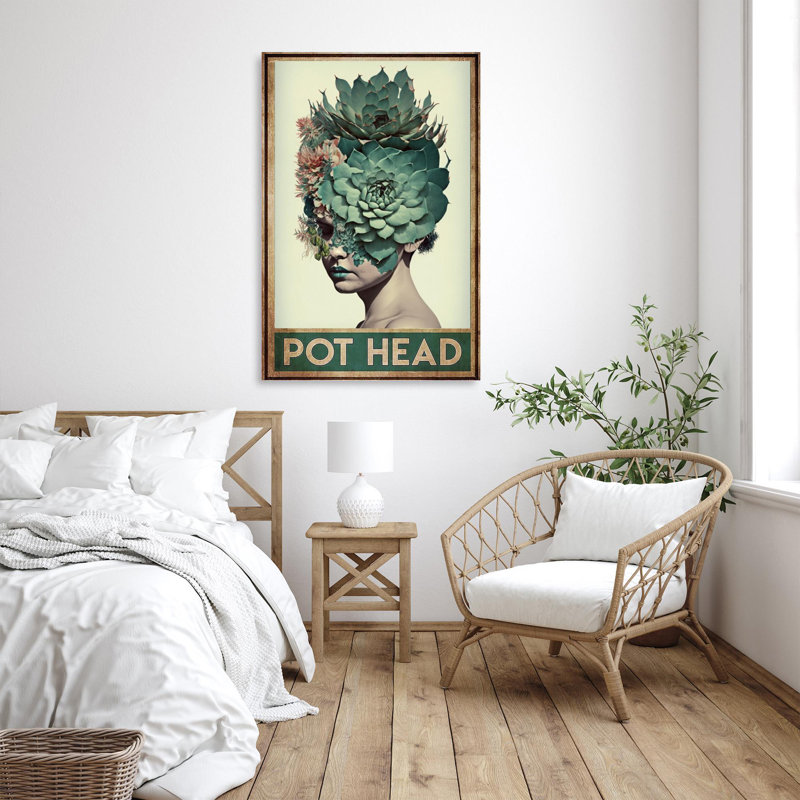 " Succulent Pot Head ", 36" H x 24" W x 1.25" D