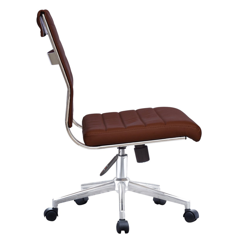 Aftandil Mid Back Conference Chair - PU Leather Office Desk Chair with Ribbed Design, Adjustable Height & Swivel for Meeting Rooms or Home Office