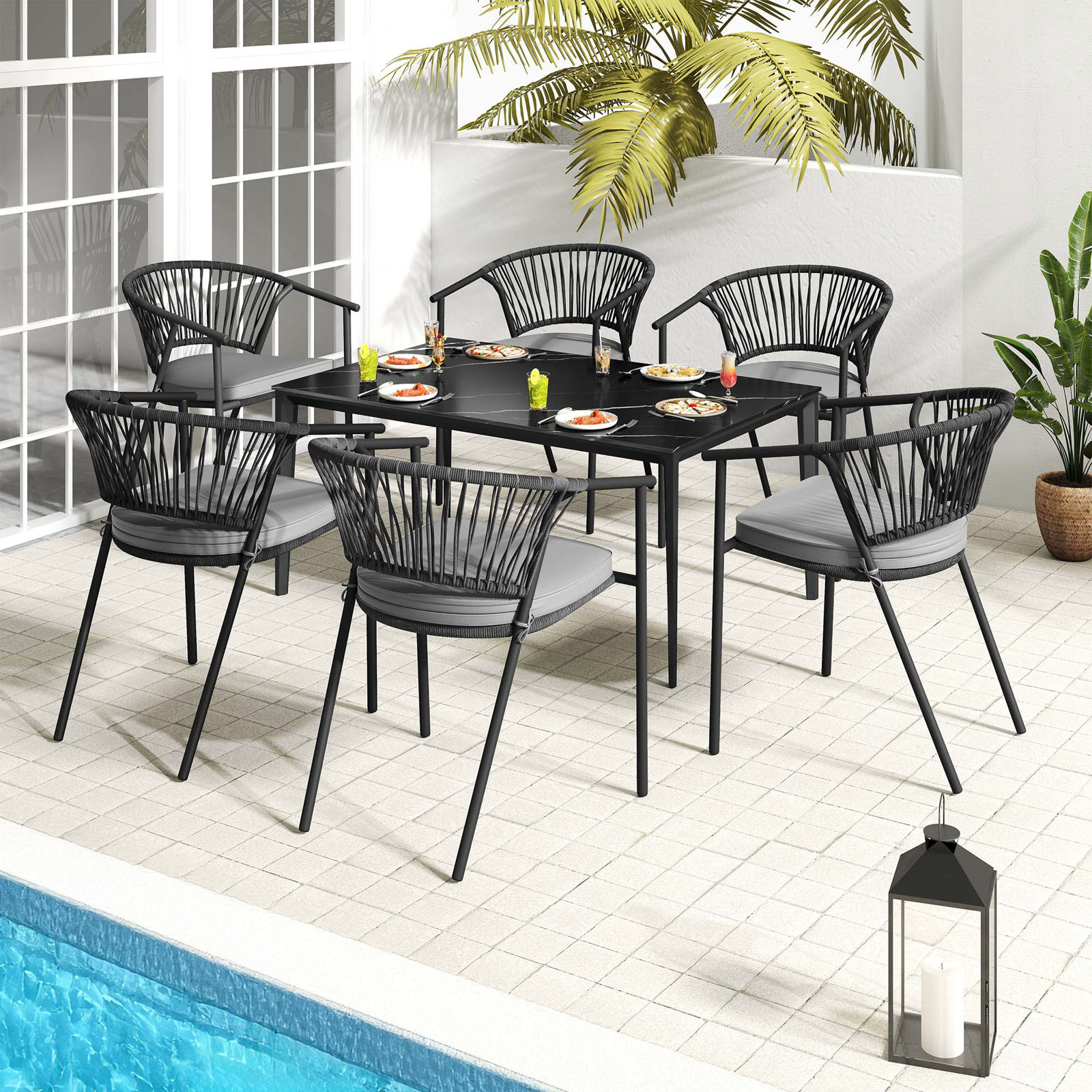 Adila Stackable Patio Armchair, Gray