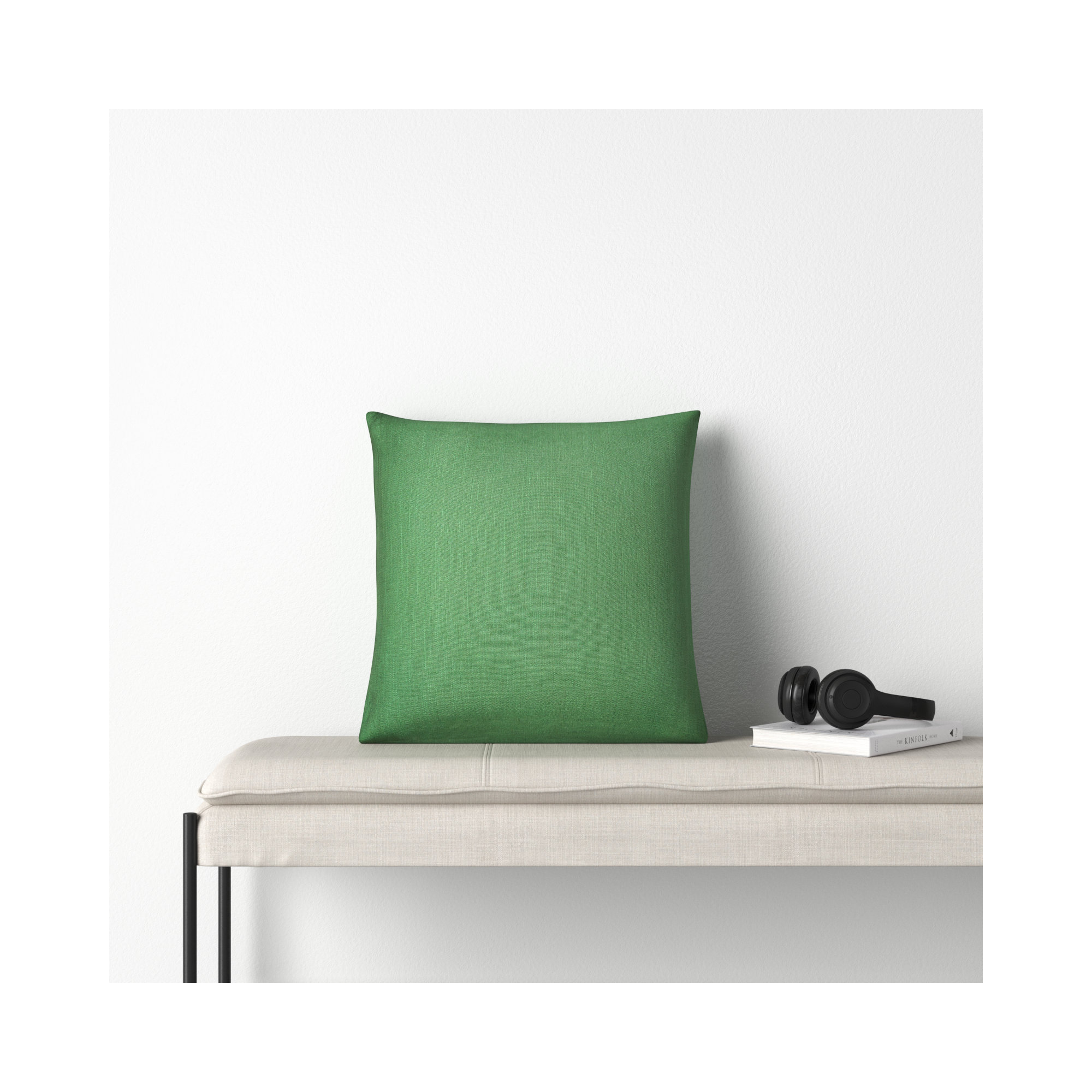 Natalia Cotton Throw Pillow, Medium Green, Down