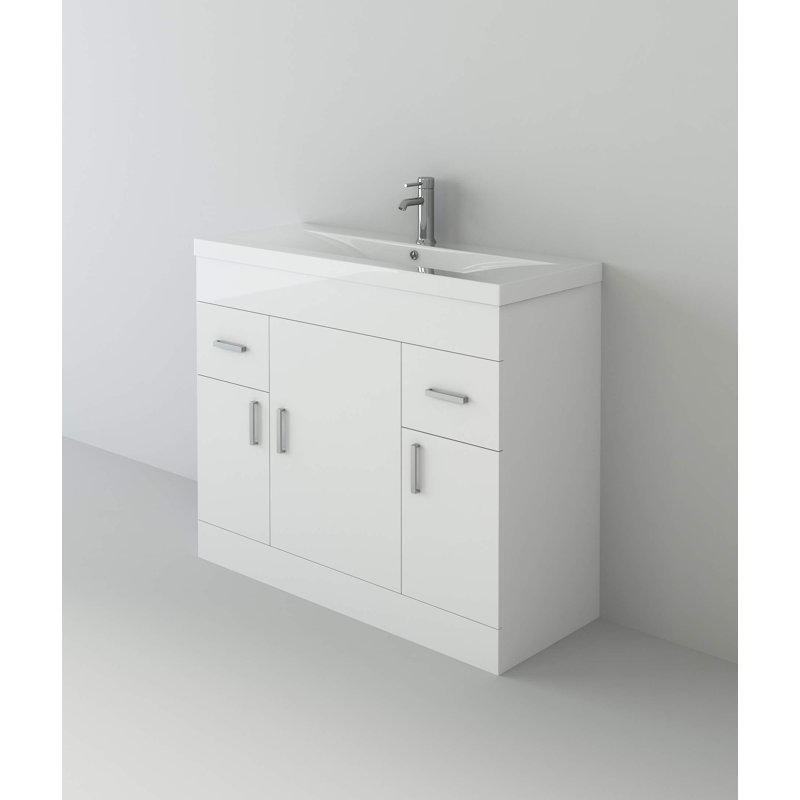 VeeBath Desire Venus 1000 White FS Unit and Mid-Edge Basin