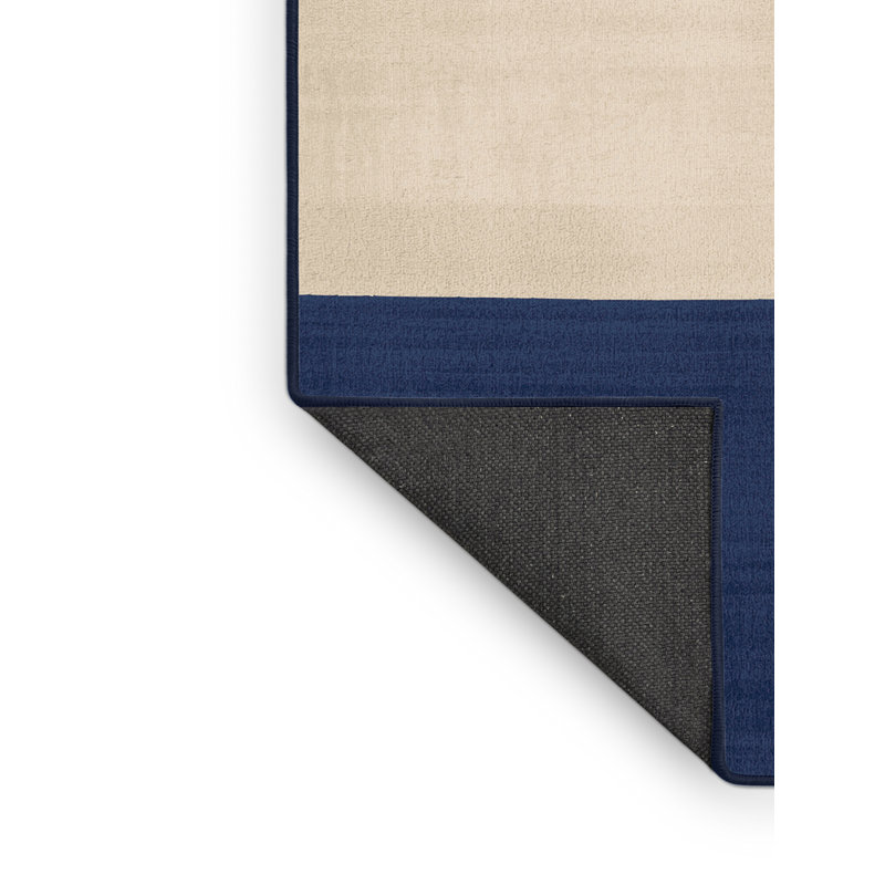 Soft Plush Esser July 4Th Modern & Contemporary Abstract Area Rug in Beige – Navy Binding, 2x5
