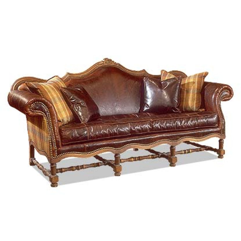 Barcelonia Leather Sofa, Bosley Croc Brown, Brushy Bayou, Old Silver