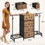Commode multifonctionnelle à 5 tiroirs avec deux tringles suspendues et tablettes pour petits espaces, organisateur de chambre à coucher et de vestibule-125587594