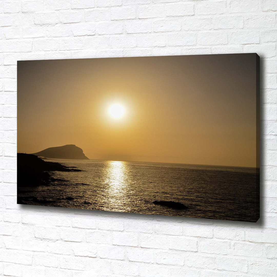 Leinwanddruck - Wandkunst - Drucke auf Leinwand - 100X70 Bildmotiv: Sonnenuntergang Meer