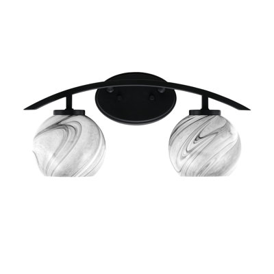 Kurve 2 Light Bath Bar With 5.75" Onyx Swirl Glass