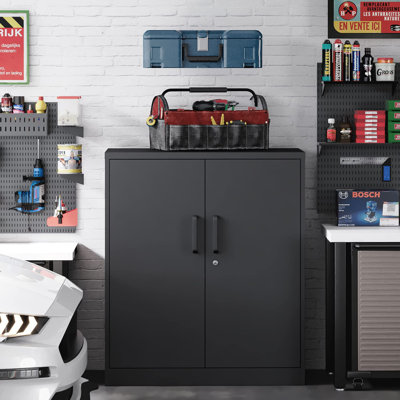 Armoires de rangement en métal avec serrure, petits armoires en acier avec casier, tablettes réglables 2 portes pour la maison, le bureau, l'entrepôt, le garage