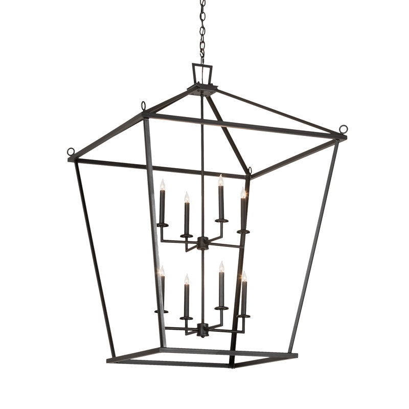 Kitzi 8 - Light Steel Dimmable Lantern Linear Chandelier