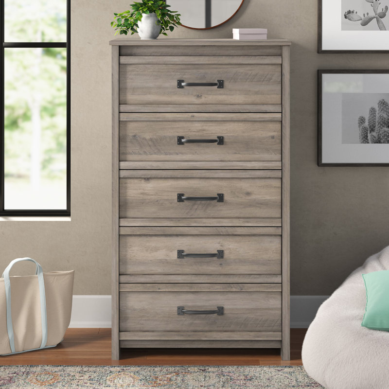 Commode 5 tiroirs l 30,91 po Millom, Chêne gris
