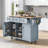Kitchen Cart With Rubber Wood Drop-Leaf Countertop, Storage Cabinet, 3 Drawers & 5 Wheels-2043768060